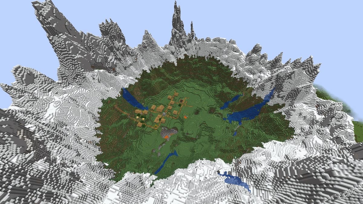 Ring mountain and village in Minecraft