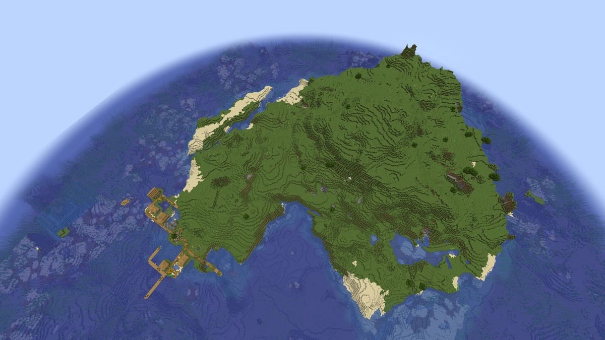 Big plains and island village in Minecraft