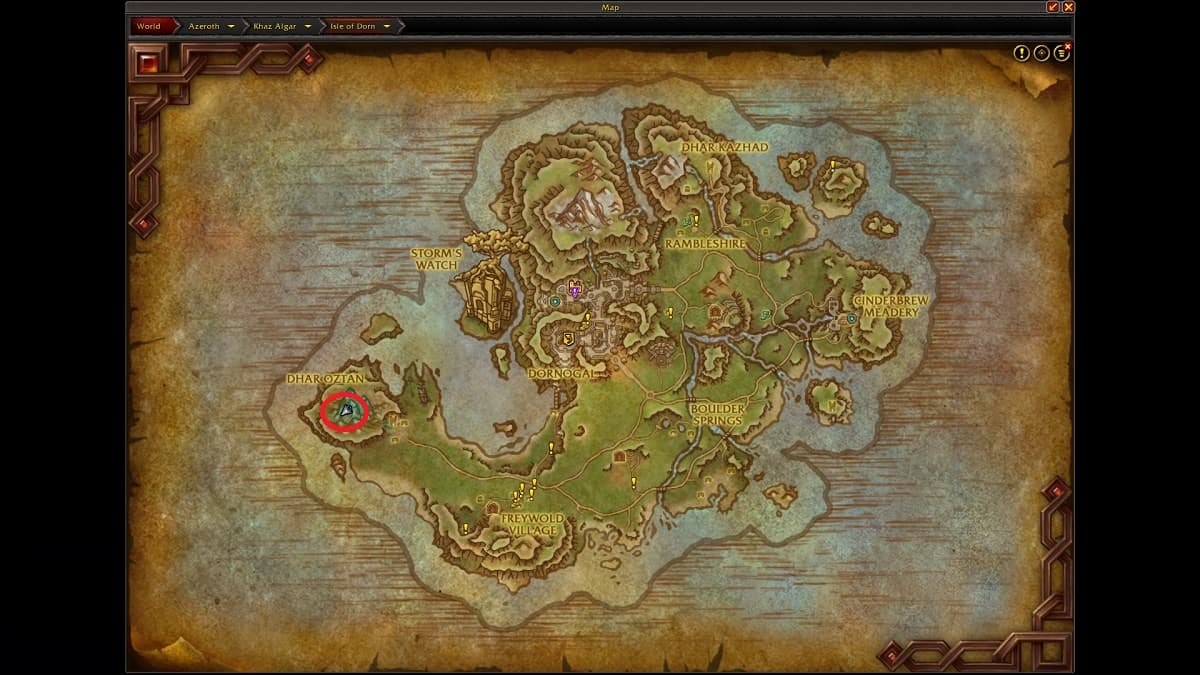 Alunira marked on a map in wow the war within