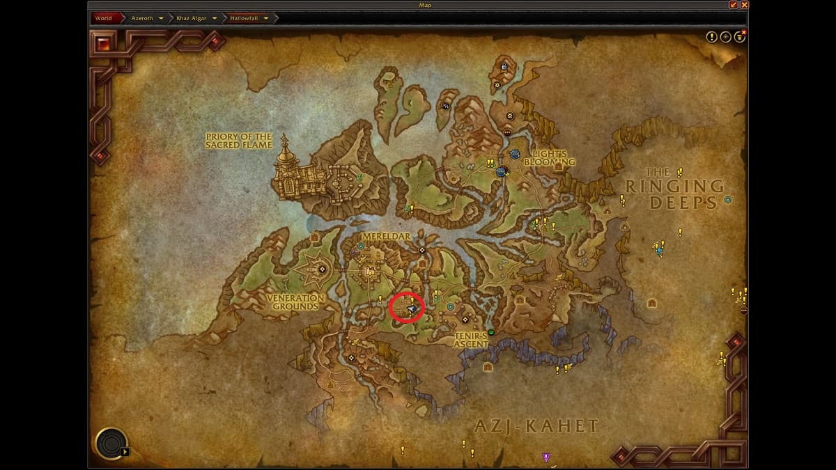 Beledar's Bounty marked on the map in wow the war within