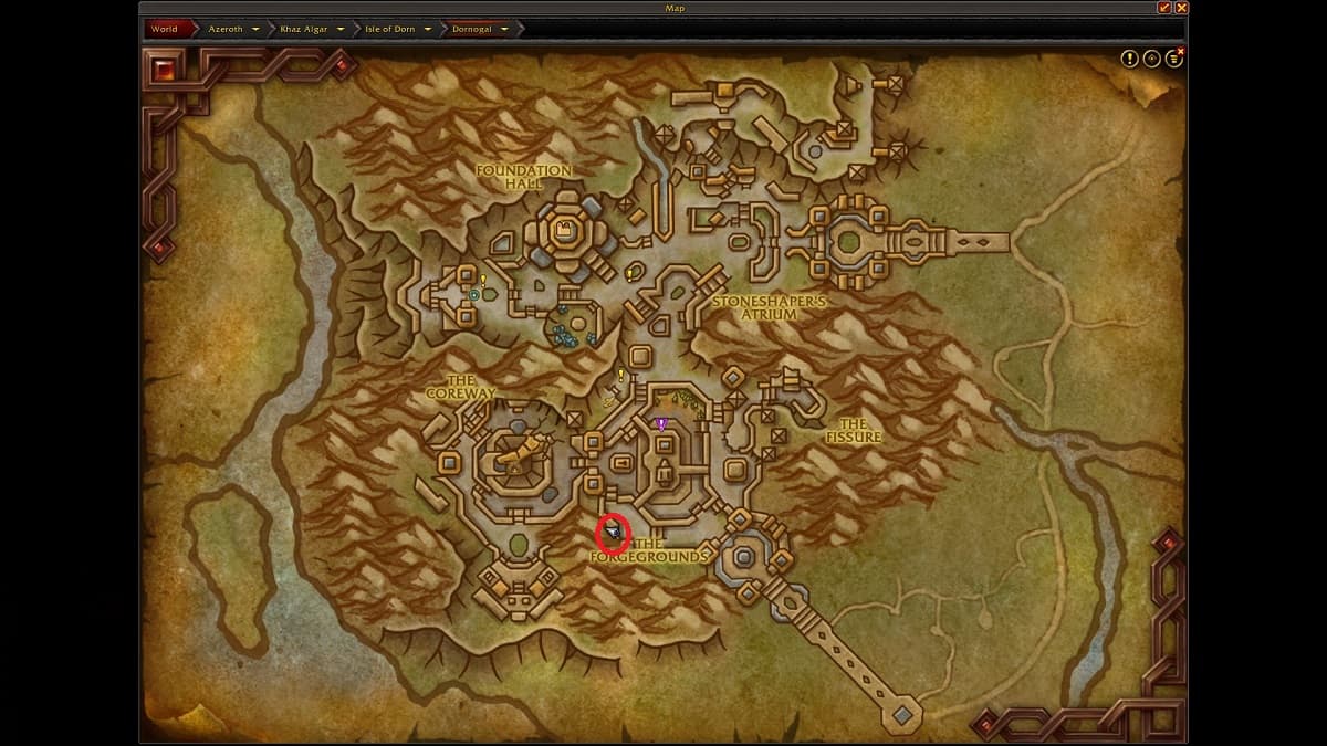 Herbalism trainer location map in Dornogal in WoW The War Within