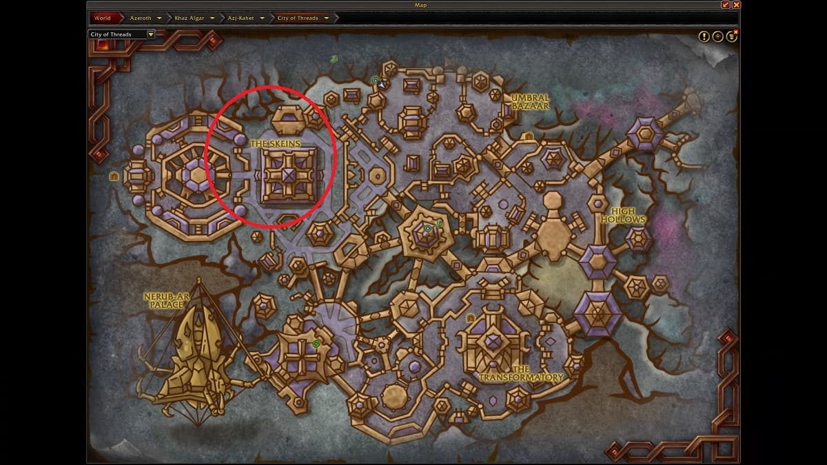 Skeins on the map in WoW the War Within