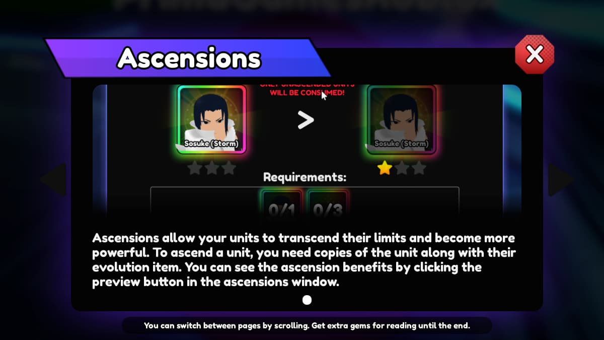 Ascensions Menu Anime Vanguards