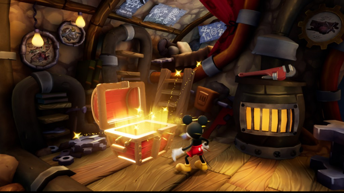 Mickey opening a chest