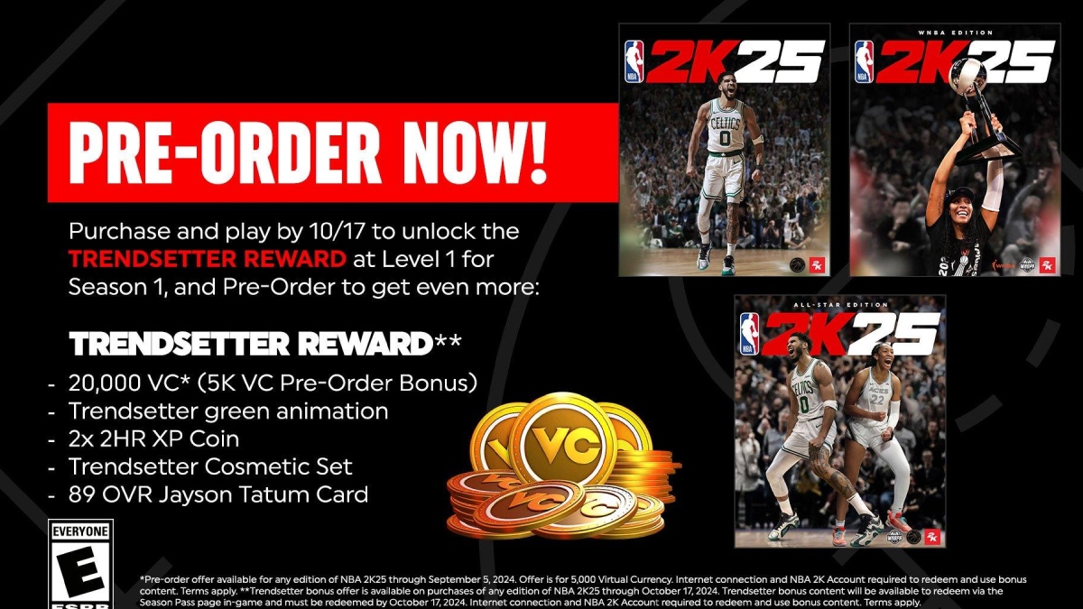 NBA 2K25 trendsetter rewards for early logins and pre-order bonuses