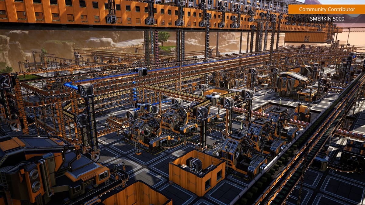 Complex assembly line in Satisfactory game