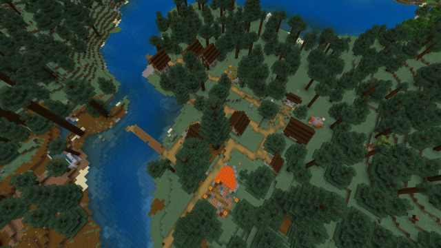 A Taiga Village with a Trail Ruin in Minecraft