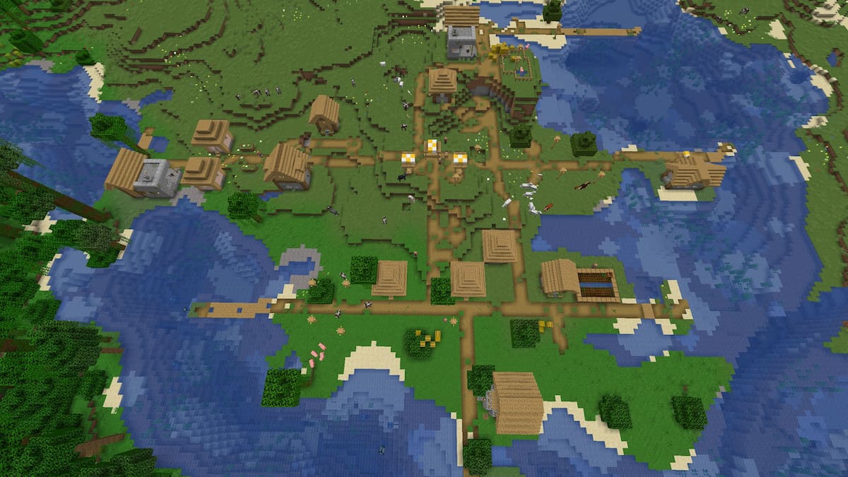 A Minecraft Plains Village with two blacksmiths