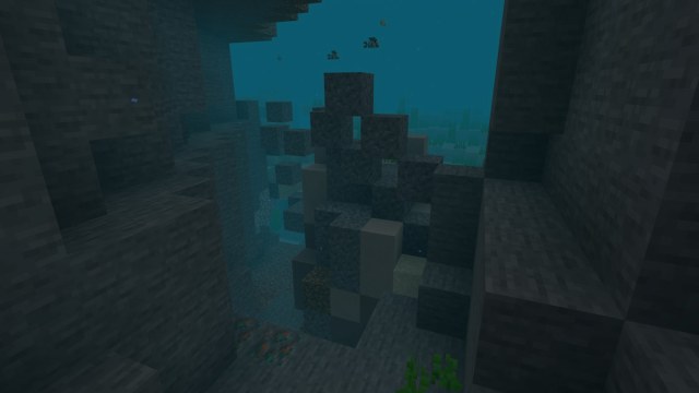 A Trail Ruins structure at the bottom of a Minecraft ocean