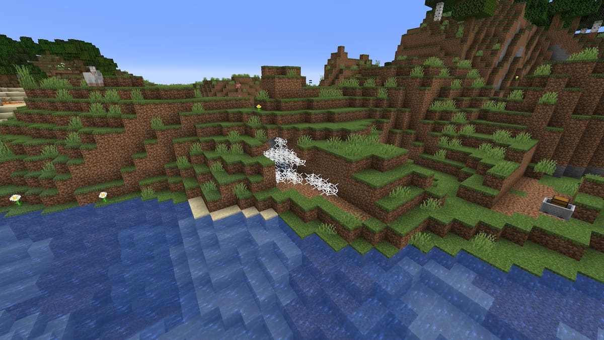 A Spider Spawner on the surface of a Plains biome in Minecraft