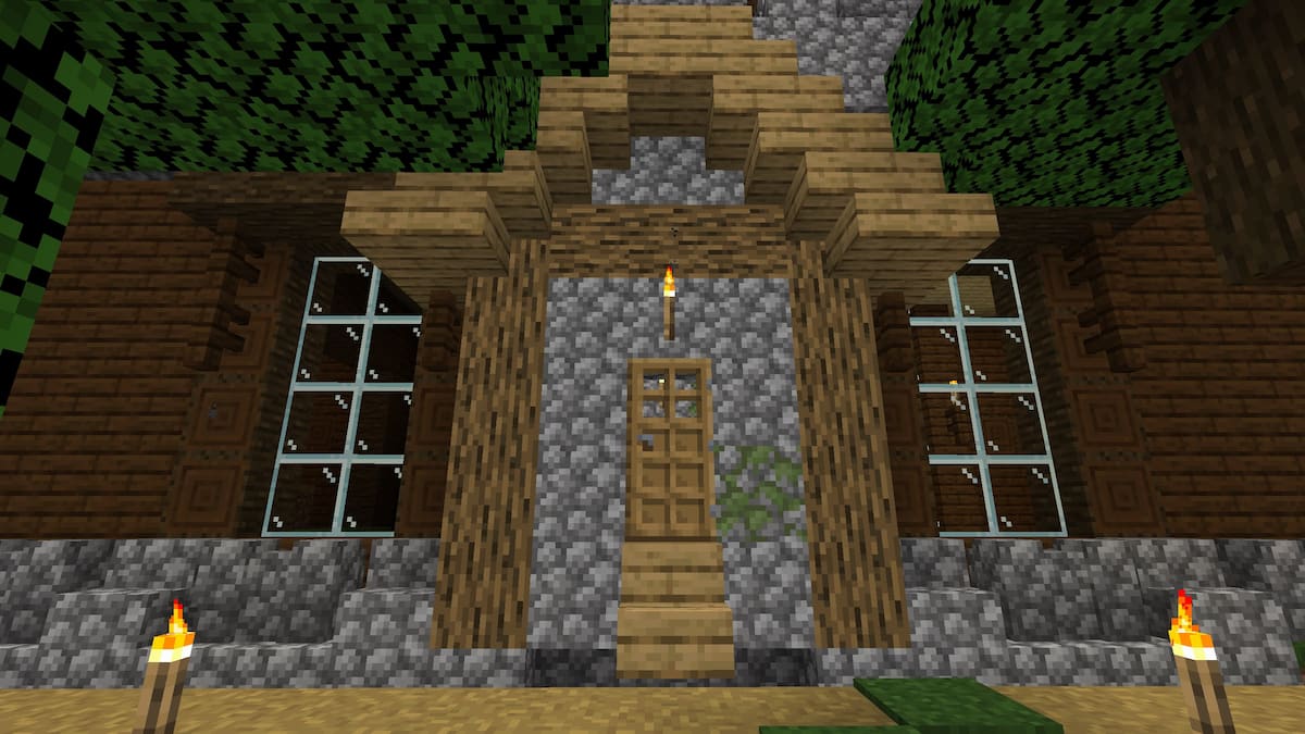 A Plains Village house inside of a Minecraft Woodland Mansion